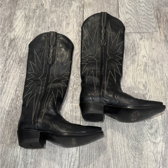 Tecovas black leather Loretta tall Western boots - Picture 2 of 11
